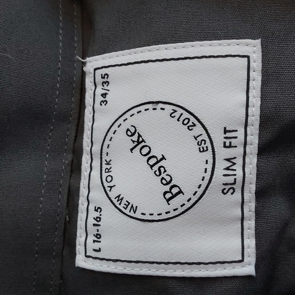 Bespoke Mens Dark Gray Slim fit Neutral Dress Shirt Longsleeve Mod Sz.L - Picture 8 of 9